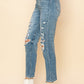 HIGH RISE STRETCH DISTRESSED MOM JEANS Mom Jeans   