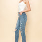 HIGH RISE STRETCH DISTRESSED MOM JEANS Mom Jeans   