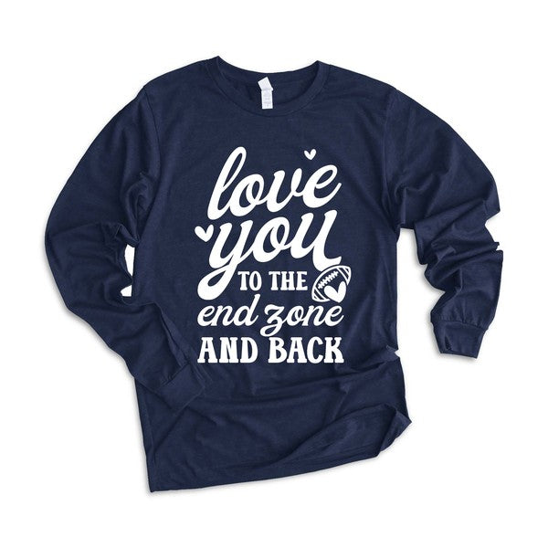 To The End Zone And Back Long Sleeve Graphic Tee Graffic Tee True Navy Large 