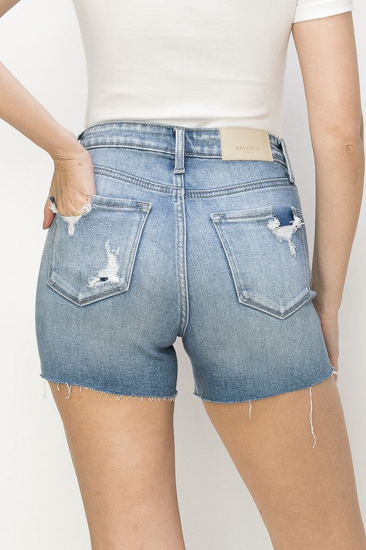 Star Rhinestone High Rise Shorts Denim Shorts   