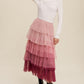 Gradient Style Tiered Mesh Maxi Skirt Maxi Skirt   