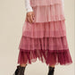 Gradient Style Tiered Mesh Maxi Skirt Maxi Skirt   