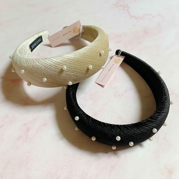 Silky Velvet Pearl Headband Headbands   