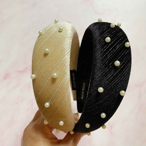 Silky Velvet Pearl Headband Headbands   