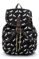 Horse Printed Canvas Backpack Back Pack BLACK one 