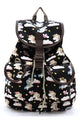 Unicorn Printed Canvas Backpack Backpack BLACK one 