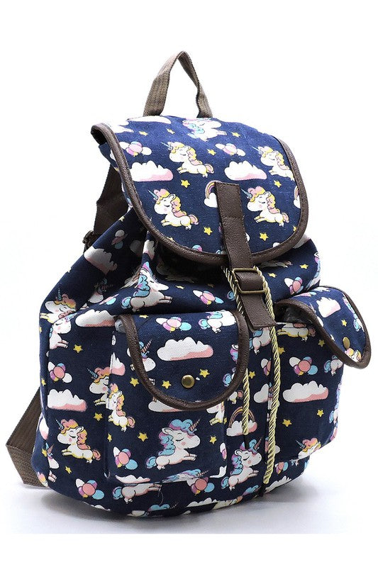 Unicorn Printed Canvas Backpack Backpack   