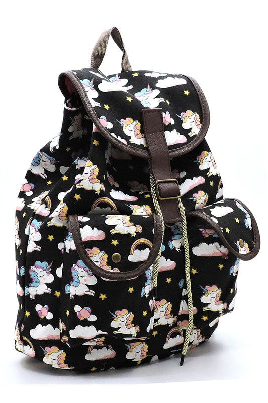 Unicorn Printed Canvas Backpack Backpack   