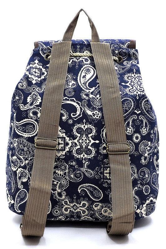 Tribal Printed Canvas Backpack - Three Mad Hatters Mercantile 