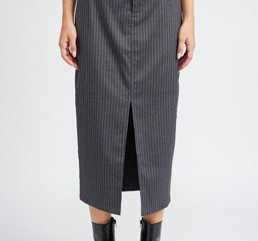 Power Move: Pinstripe Midi Skirt with Slit