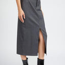 Power Move: Pinstripe Midi Skirt with Slit