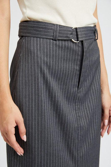 Power Move: Pinstripe Midi Skirt with Slit