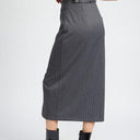 Power Move: Pinstripe Midi Skirt with Slit