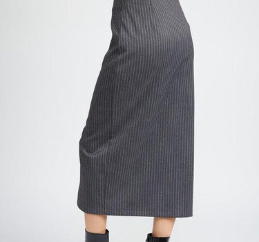 Power Move: Pinstripe Midi Skirt with Slit