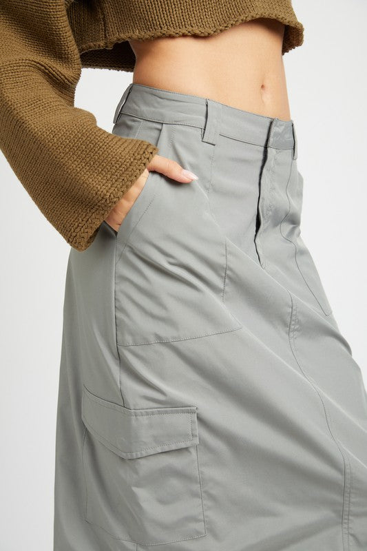 RUCHED MIDI CARGO SKIRT Maxi Skirt   