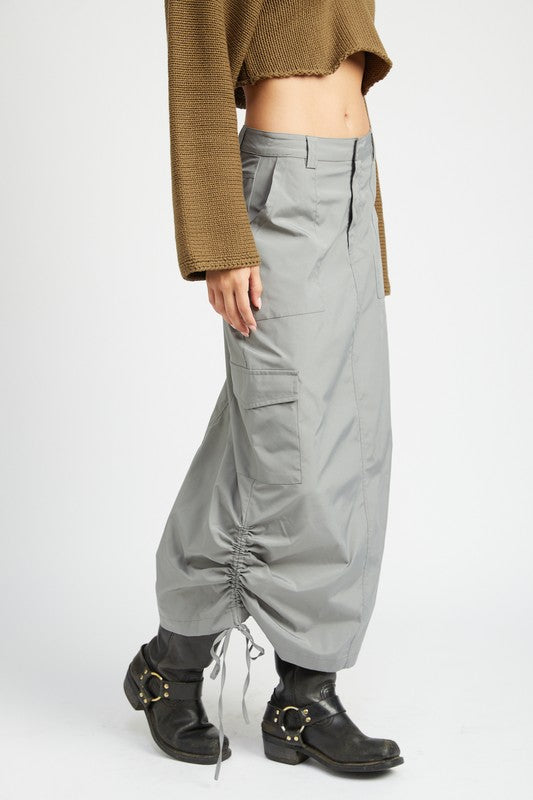 RUCHED MIDI CARGO SKIRT Maxi Skirt   