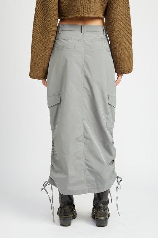 RUCHED MIDI CARGO SKIRT Maxi Skirt   