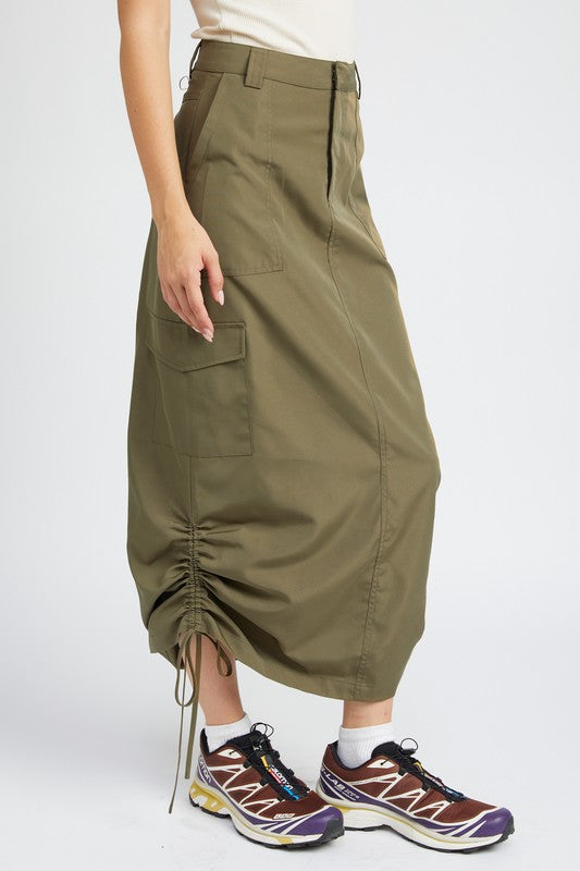 RUCHED MIDI CARGO SKIRT Maxi Skirt   