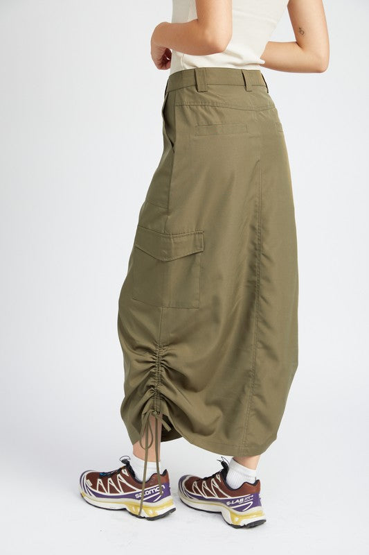 RUCHED MIDI CARGO SKIRT Maxi Skirt   