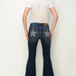 MID RISE FLARE STAR RHINESTONE ON POCKETS JEANS Flare Leg Jeans   