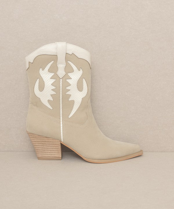 OASIS SOCIETY Houston - Layered Panel Cowboy Boots Bootie   