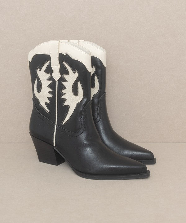 OASIS SOCIETY Houston - Layered Panel Cowboy Boots Bootie   