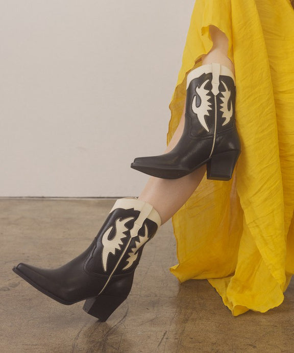 OASIS SOCIETY Houston - Layered Panel Cowboy Boots Bootie   