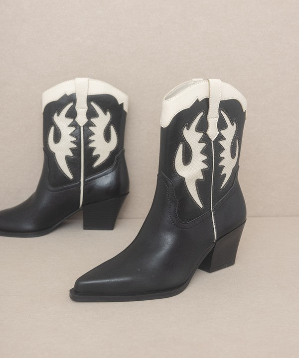 OASIS SOCIETY Houston - Layered Panel Cowboy Boots Bootie   