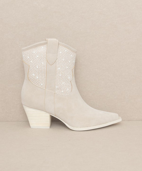 OASIS SOCIETY Cannes - Pearl Studded Western Boots boots LIGHT GREY 6 