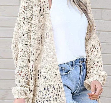 Crochet Dolman Knit Sleeve Cardigan