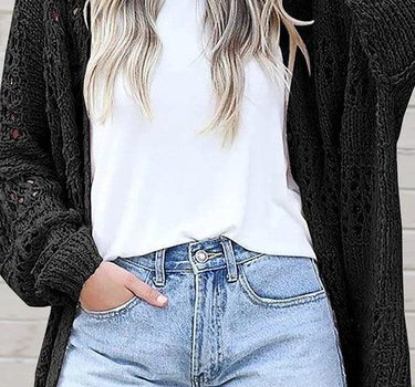 Crochet Dolman Knit Sleeve Cardigan