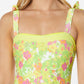 ONE PIECE BATHING SUIT FLORAL PRINT SHOULER TOP TI  Yellow S 