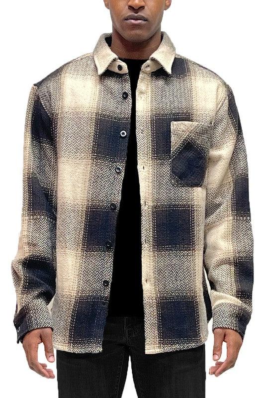 Checkered Plaid Flannel Shirt Jacket - Three Mad Hatters Mercantile 