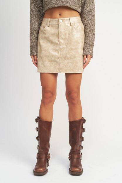 MINI SKIRT WITH SHORT HEM Mini Skirt OATMEAL S 