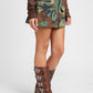 CAMO MINI SKIRT WITH FRONT ZIPPER Mini Skirt   