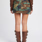 CAMO MINI SKIRT WITH FRONT ZIPPER Mini Skirt   