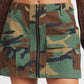 CAMO MINI SKIRT WITH FRONT ZIPPER Mini Skirt   