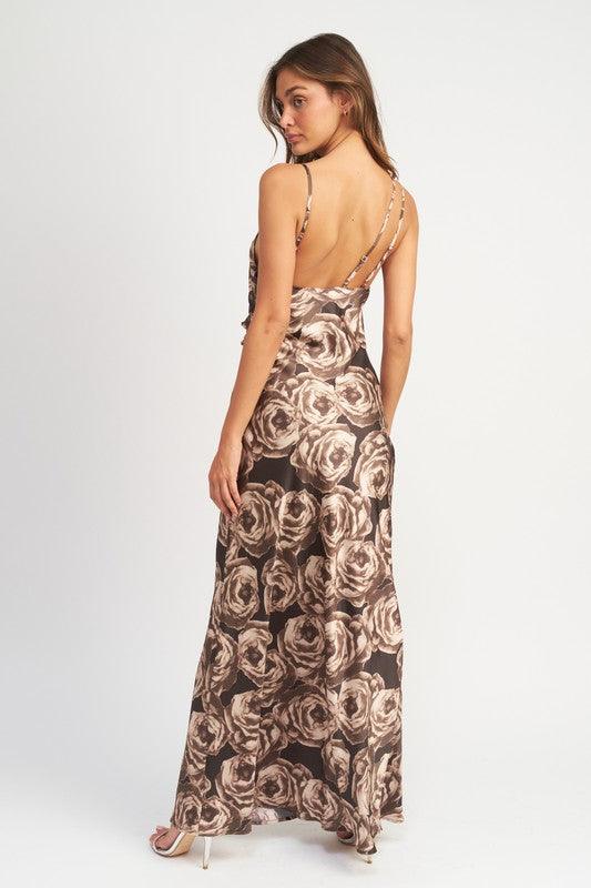 Elegant Edge: Asymmetrical Neck Maxi Dress - Three Mad Hatters Mercantile 