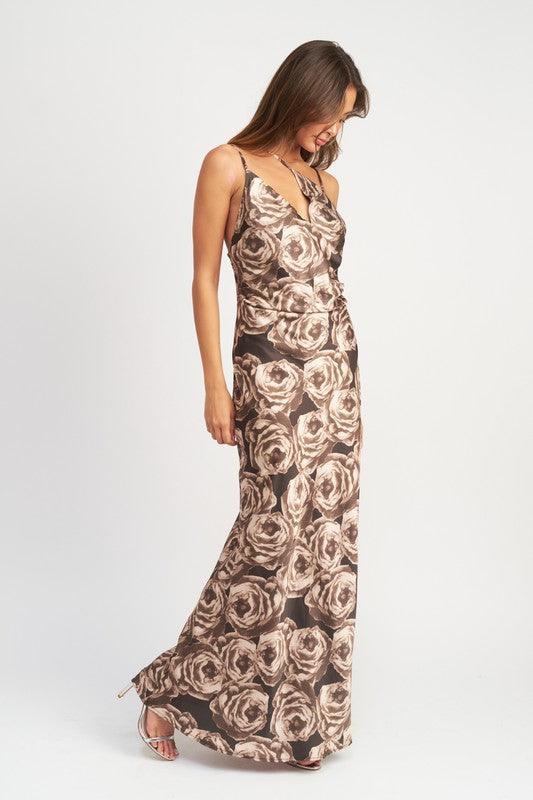 Elegant Edge: Asymmetrical Neck Maxi Dress - Three Mad Hatters Mercantile 