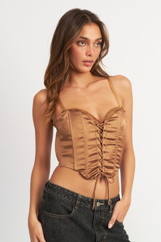 PEEKABOO CORSET TOP WITH LACE DETAIL Corset Top   