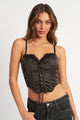 PEEKABOO CORSET TOP WITH LACE DETAIL Corset Top BLACK S 