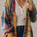 Mustard Red plaid button Shacket Cardigan Sweater