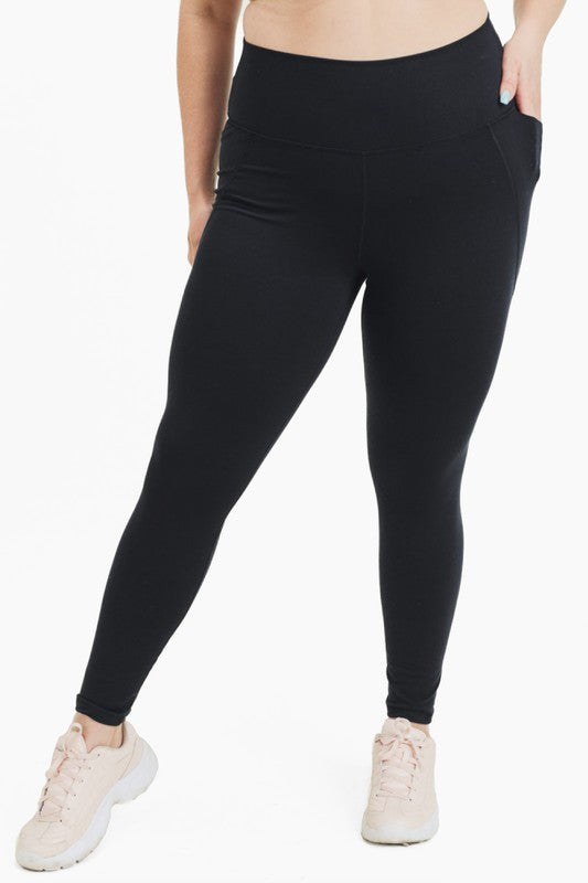 Curvy Tapered Band Essential High Waist Leggings Leggings Black XL 