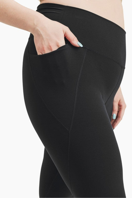 Curvy Tapered Band Essential High Waist Leggings Leggings   