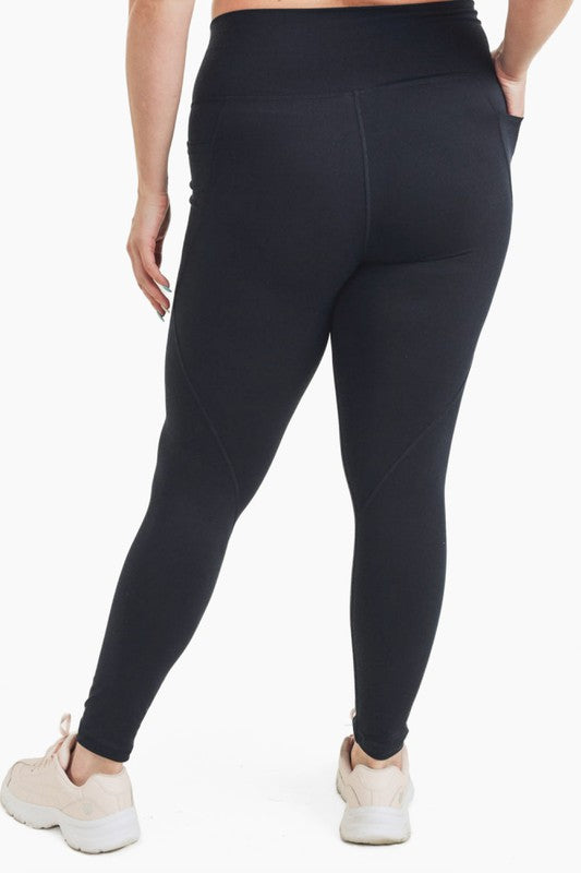 Curvy Tapered Band Essential High Waist Leggings Leggings   