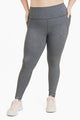 Curvy Tapered Band Essential High Waist Leggings Leggings Heather Grey XL 