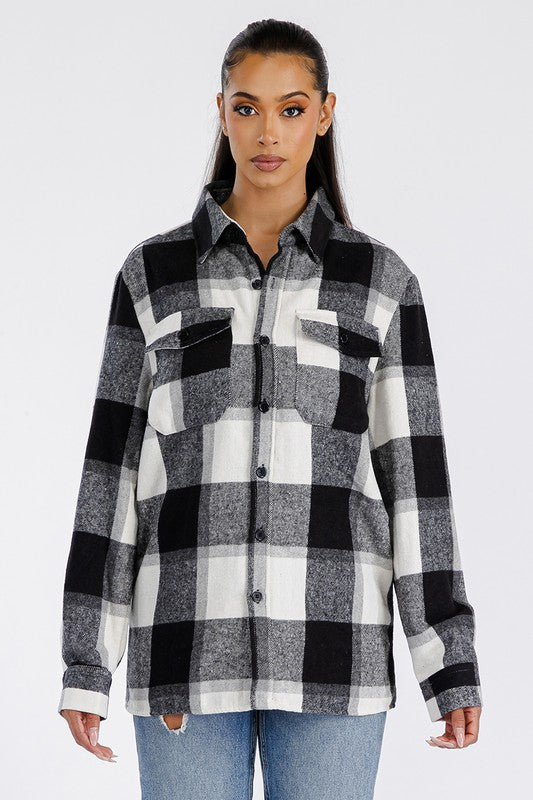 Boyfriend Oversized Soft Flannel Shacket Shacket   