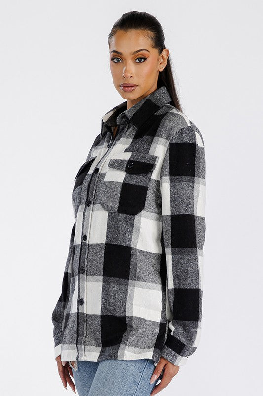 Boyfriend Oversized Soft Flannel Shacket Shacket   