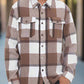 Mens Checkered Soft Flannel Jacket Mens Long Sleeve Shirt MOCHA WHITE 2XL 