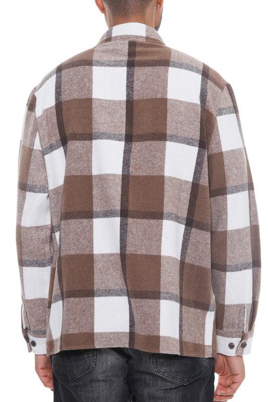 Mens Checkered Soft Flannel Jacket - Three Mad Hatters Mercantile 